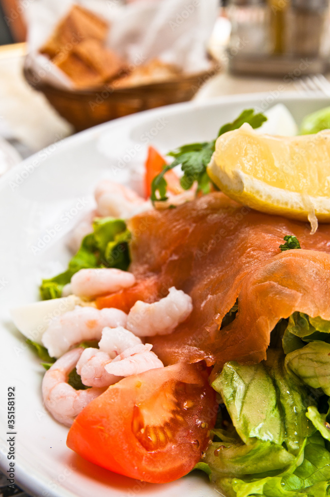 Fresh salmon salad with tomatoes Fresh salmon salad with tomatoes
