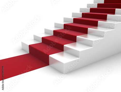 Stepping up - red carpet and steps