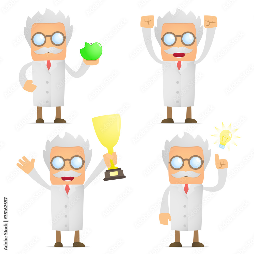 funny cartoon scientist celebrates victory funny cartoon scientist celebrates victory
