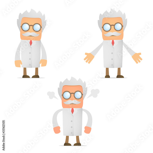 funny cartoon scientist angry and frustrated