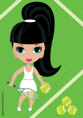 Girl cartoon the tennis-player. vector