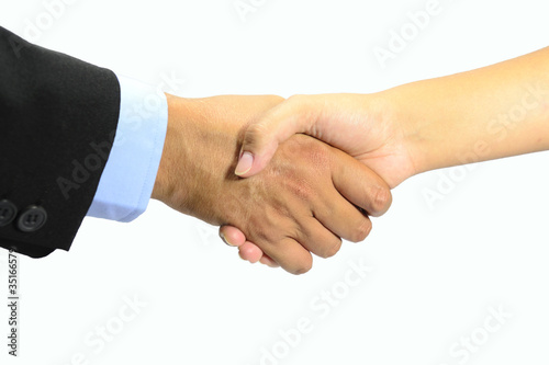 man and woman shaking hands