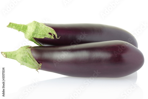Aubergine or eggplant isolated on white, clipping path included