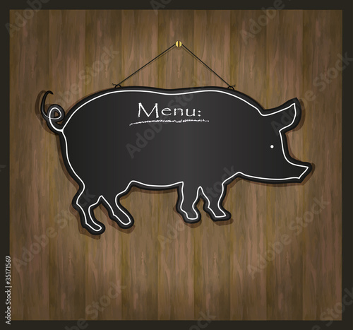 Blackboard pig restaurant menu card