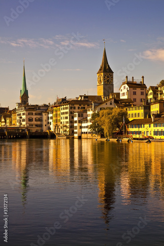 Morning light in Limmat River, Zurich