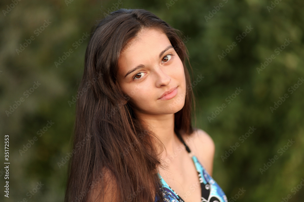 Alluring Healthy Young Woman over nature background Alluring Healthy Young Woman over nature background