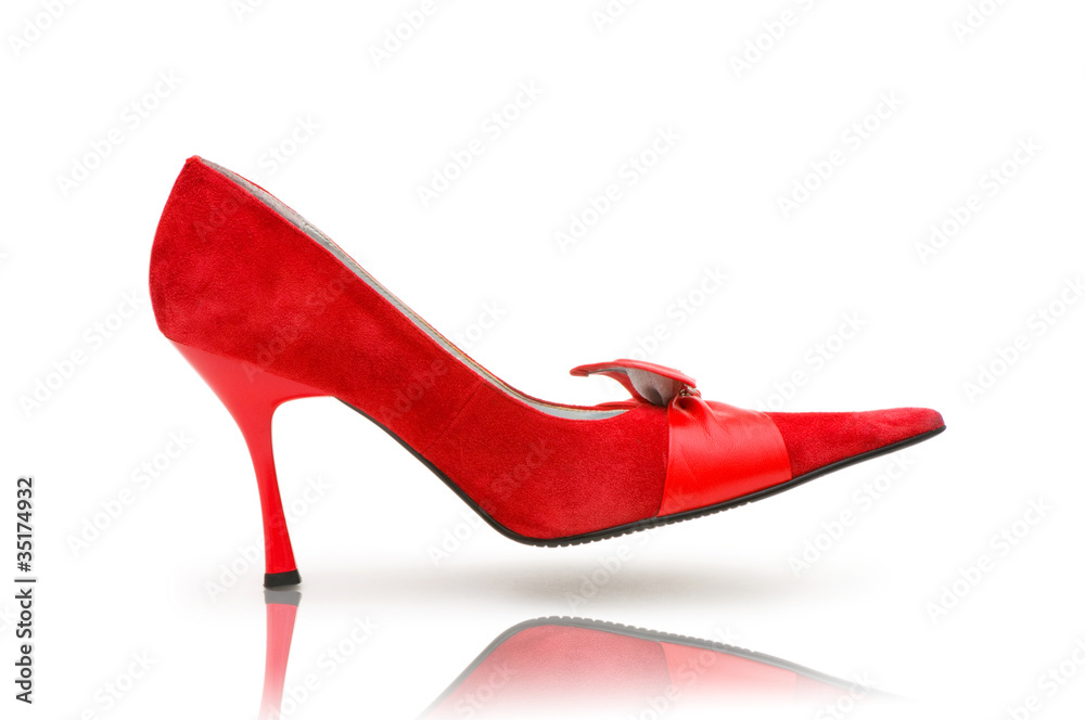 Elegant red shoes on the white Elegant red shoes on the white