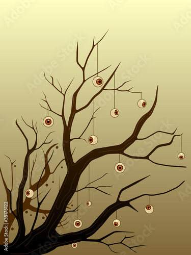 Halloween tree with eyeball ornaments