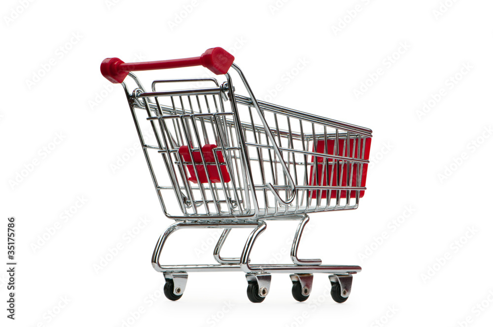 Shopping cart against the white background Shopping cart against the white background