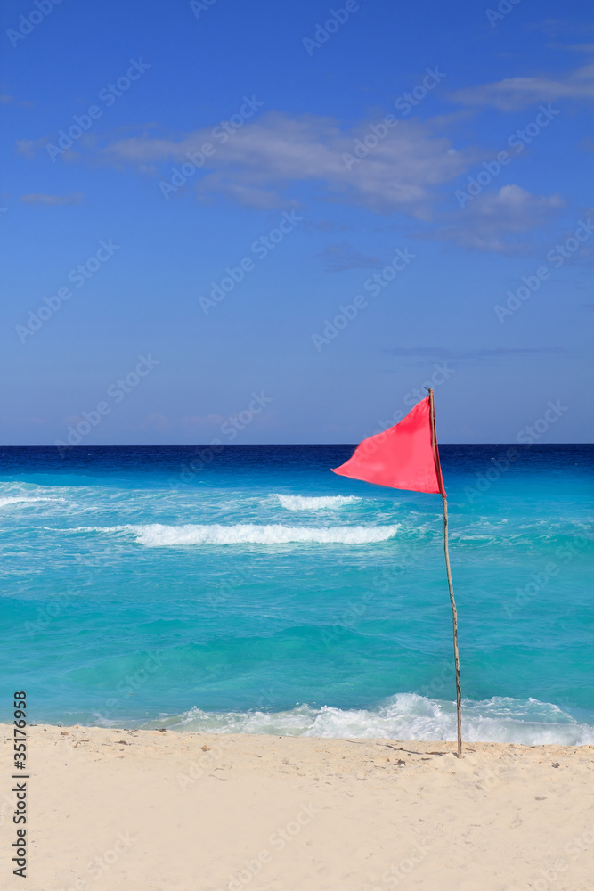 dangerous red flag in beach rough sea signal dangerous red flag in beach rough sea signal