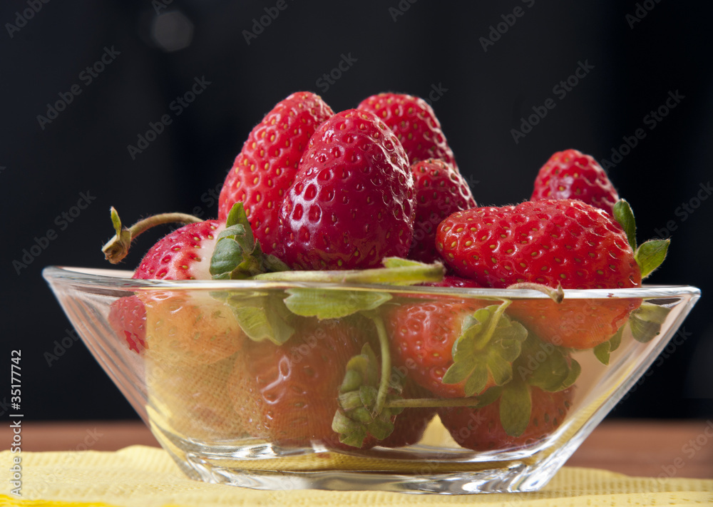 bowl with strawberries close up