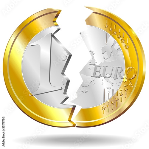Euro Moneta Rotto Concetto-Broken Euro Currency Concept-Vector