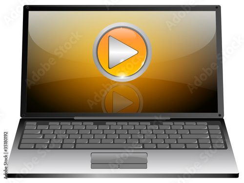 Laptop mit Play Button