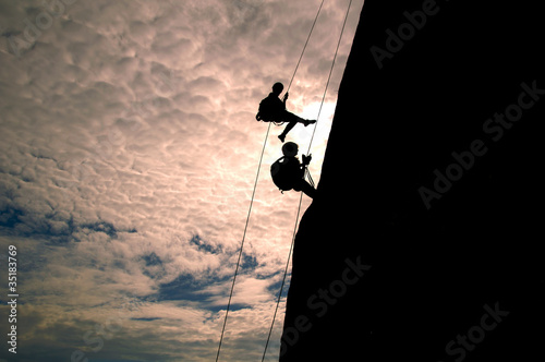 Climber in sunset