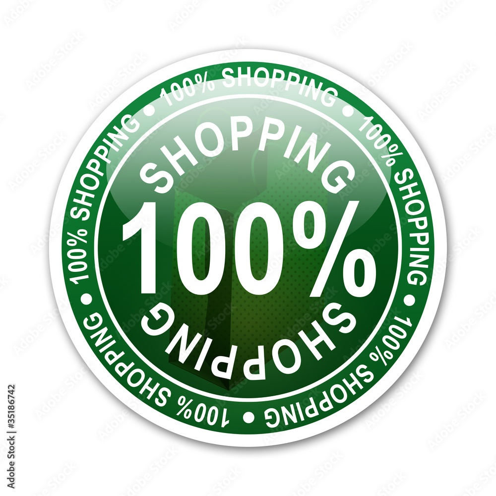 Pegatina redonda 100% SHOPPING Pegatina redonda 100% SHOPPING