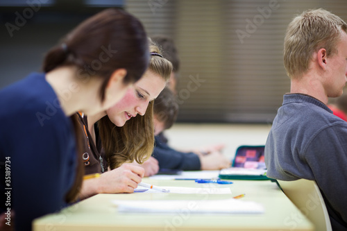 college student sitting in a classroom