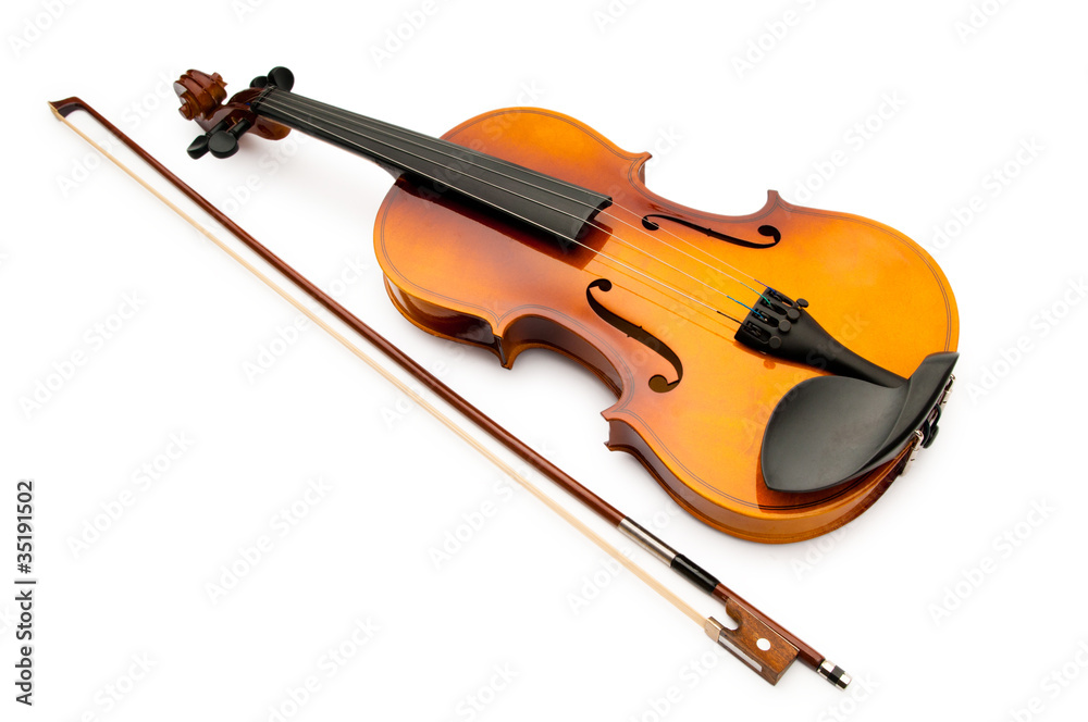Fototapeta premium Violin isolated on the white