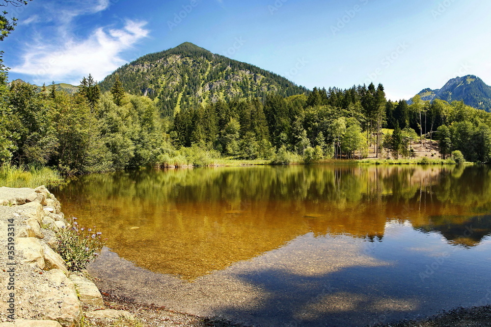 Naklejka premium Moor Lake, a small lake in the Alps close to Oberstdorf