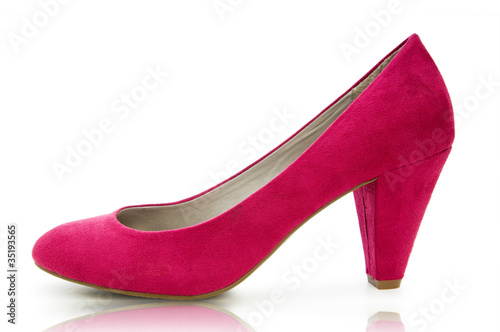 Elegant pink shoes on the white