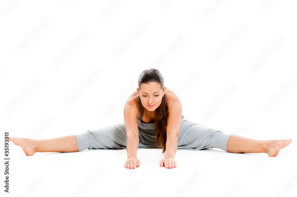 pretty woman doing flexibility exercise