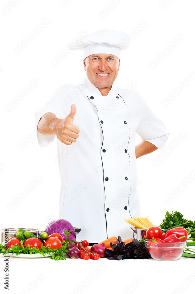 smiley chief cook showing thumbs up smiley chief cook showing thumbs up