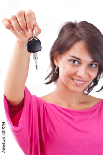 woman holding car keys
