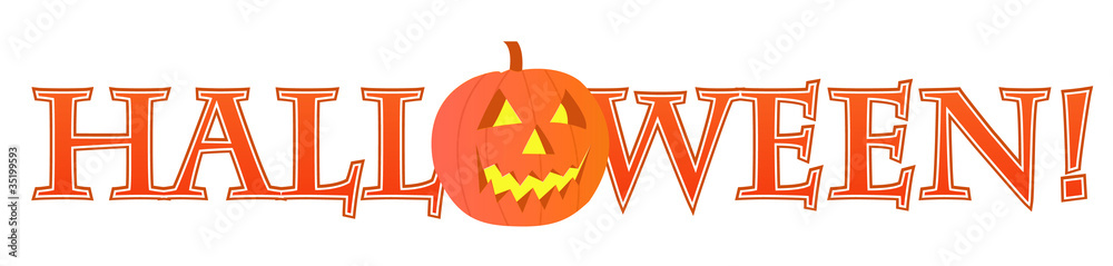 Naklejka premium Happy Halloween text design illustration