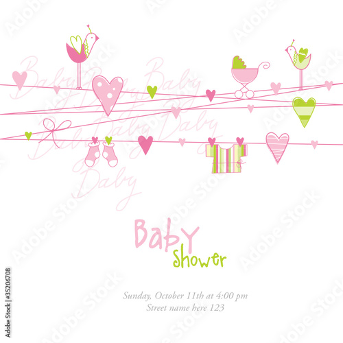 Baby girl shower card