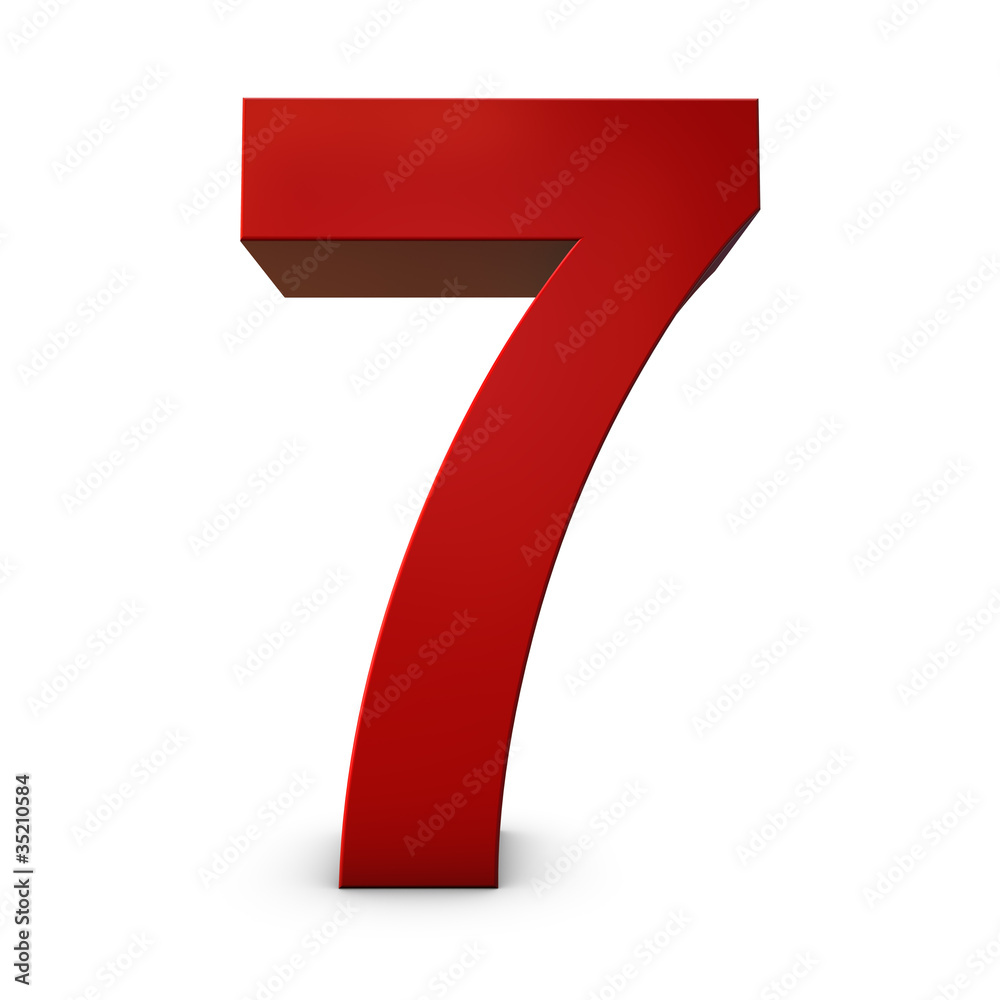 Red Number 7 3d render illustration Red Number 7 3d render illustration