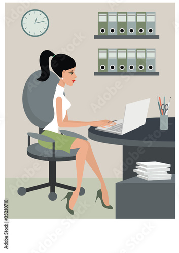 Secretary at office. vector
