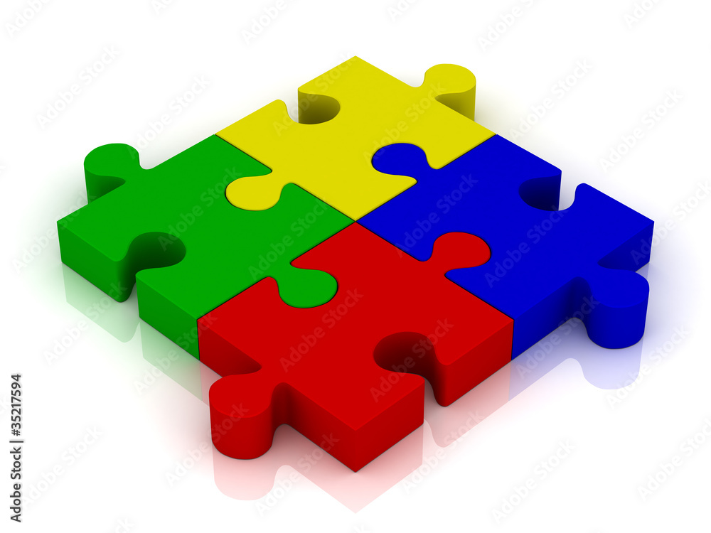 Jigsaw puzzle pieces with reflection Jigsaw puzzle pieces with reflection
