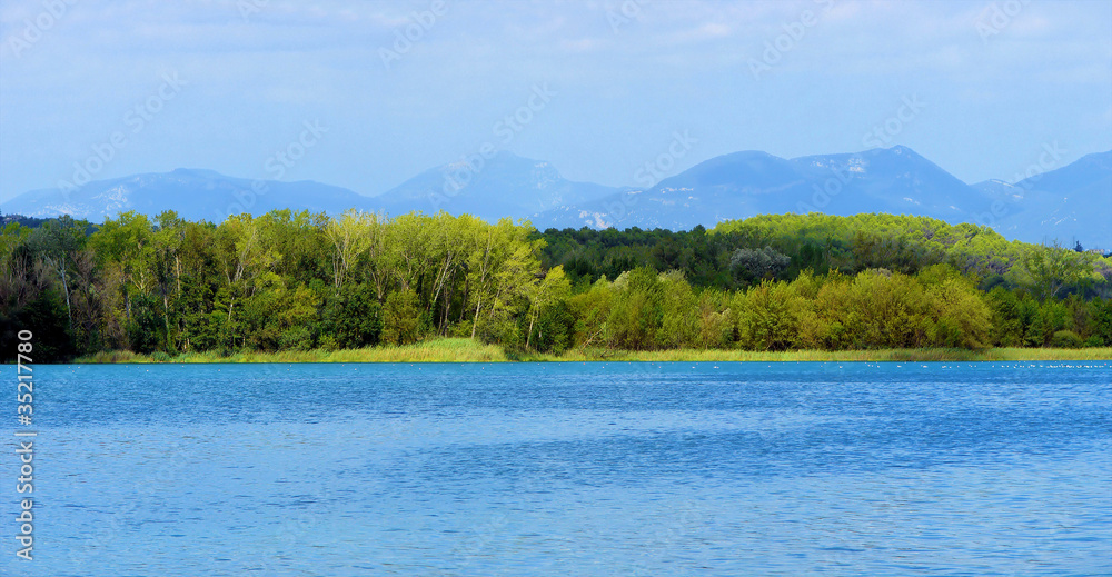 landscape with lake in Pyrenees, Banoles,  province of Barcelona