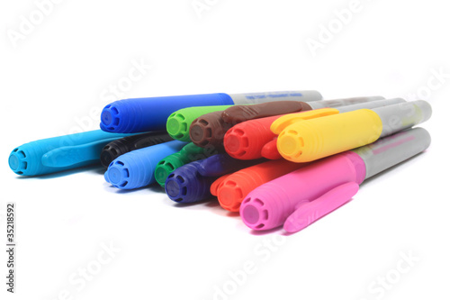 Colorful markers in rainbow colors