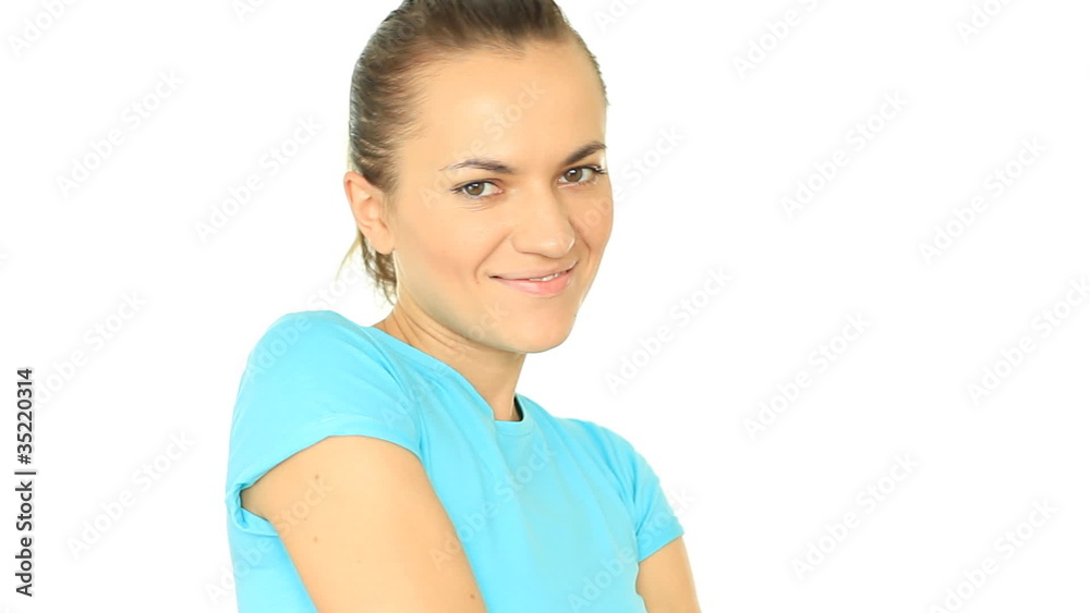 Pretty young caucasian girl sending kiss, isolated on white Pretty young caucasian girl sending kiss, isolated on white