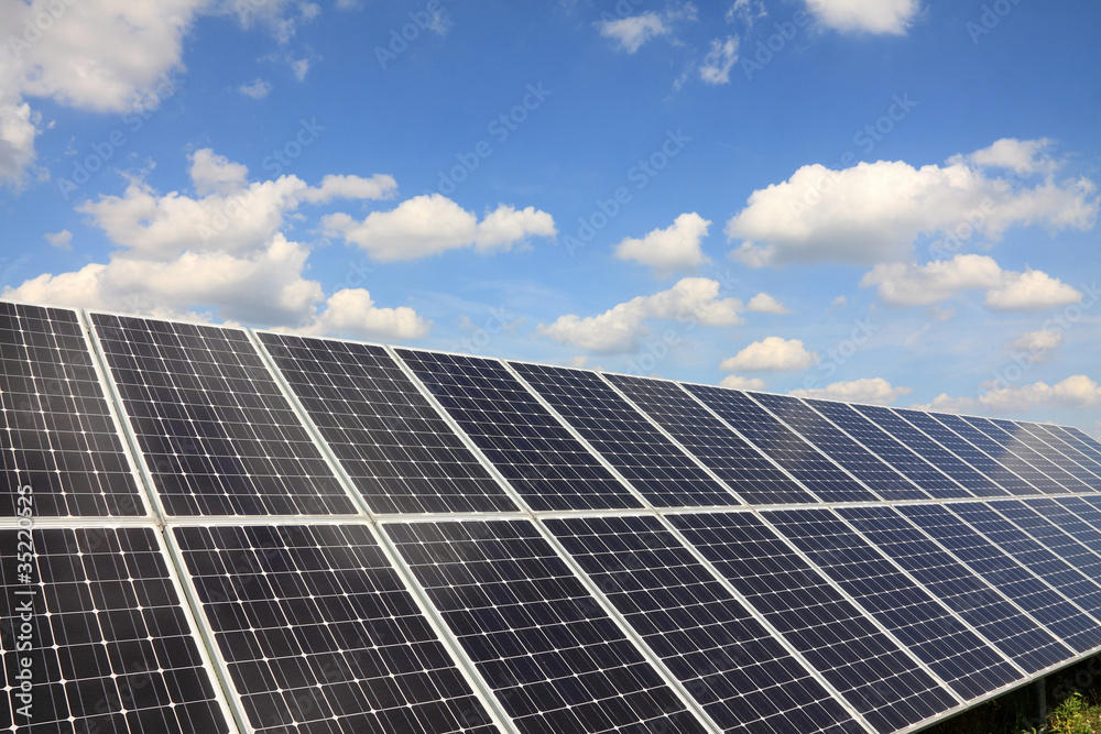 Solar Power Station in the green summer Nature Solar Power Station in the green summer Nature