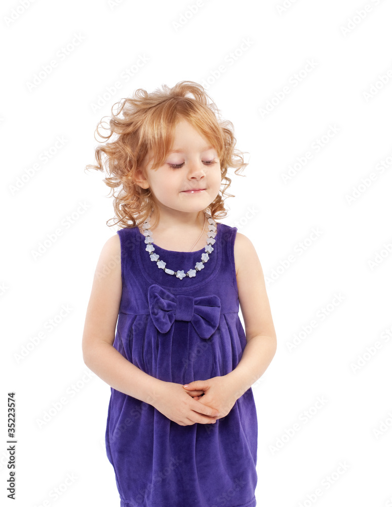 pretty child with gold hair confused smile pretty child with gold hair confused smile