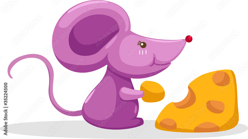 Fototapeta premium Mouse eating a piece of cheese