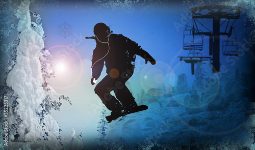 Snowboard Silhouette Illustration