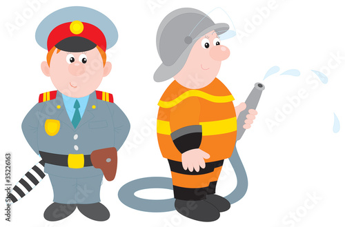 Policeman and fireman