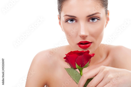 beautiful woman with rose