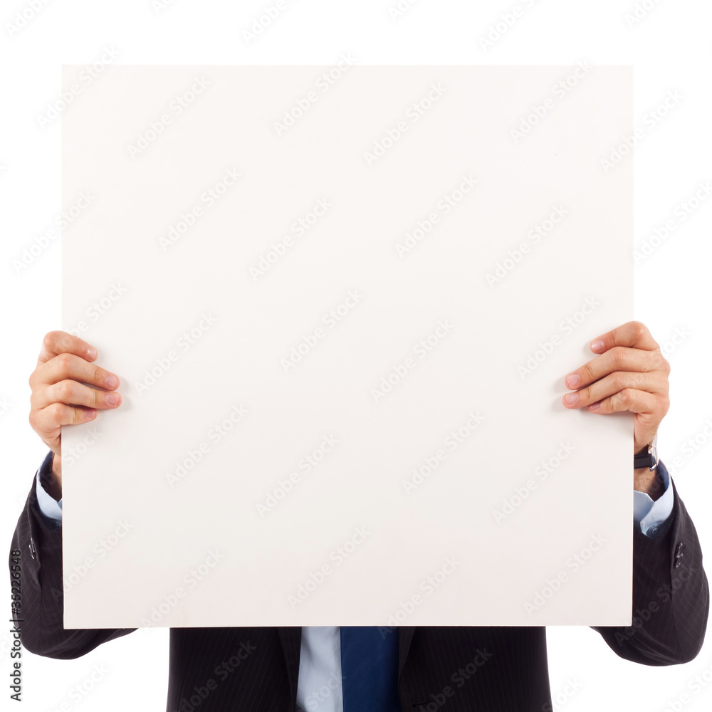 business man with blank board business man with blank board