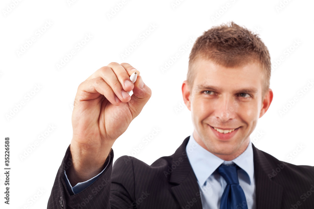 businessman with marker in hand, writing businessman with marker in hand, writing