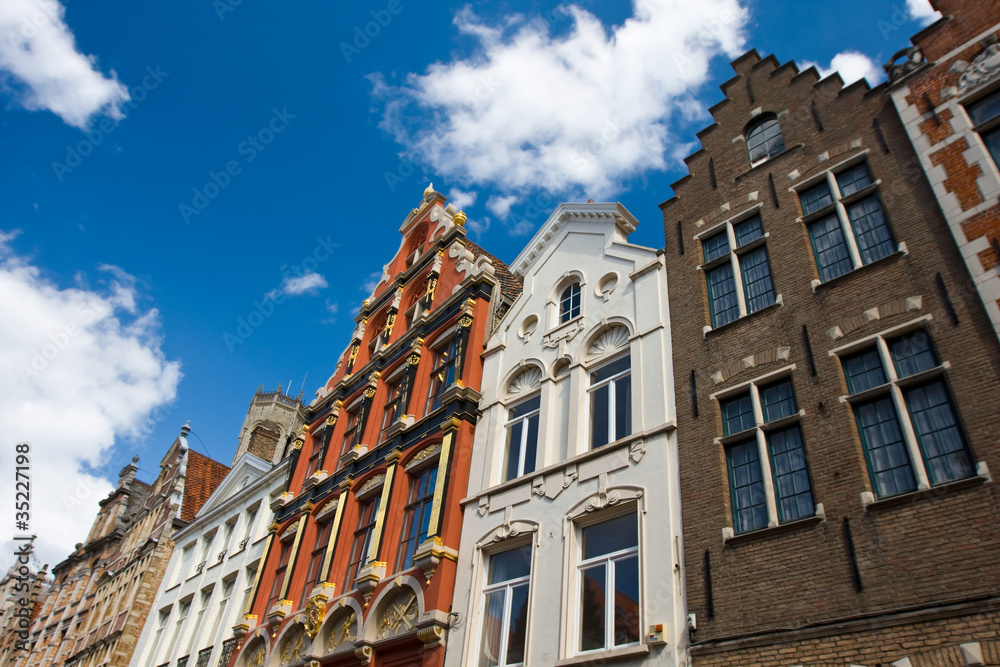 Flemish houses facades in Brugge, Belgium