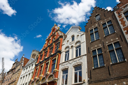 Flemish houses facades in Brugge, Belgium