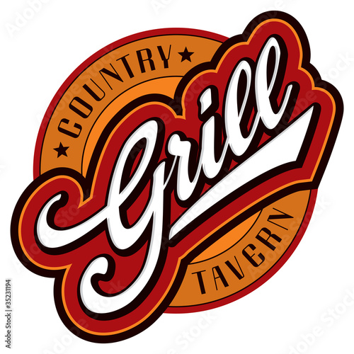 grill hand lettering design (vector)