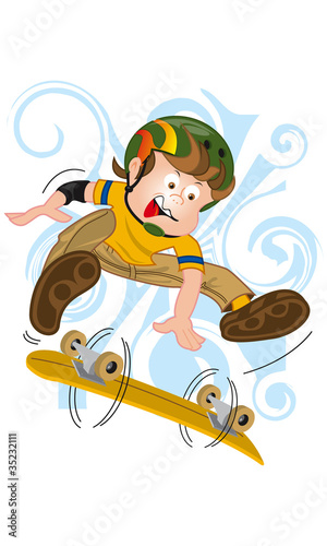 niño montando patineta