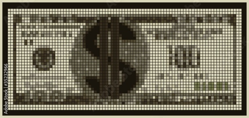 Illustration of an unreal currency with a dollar sign