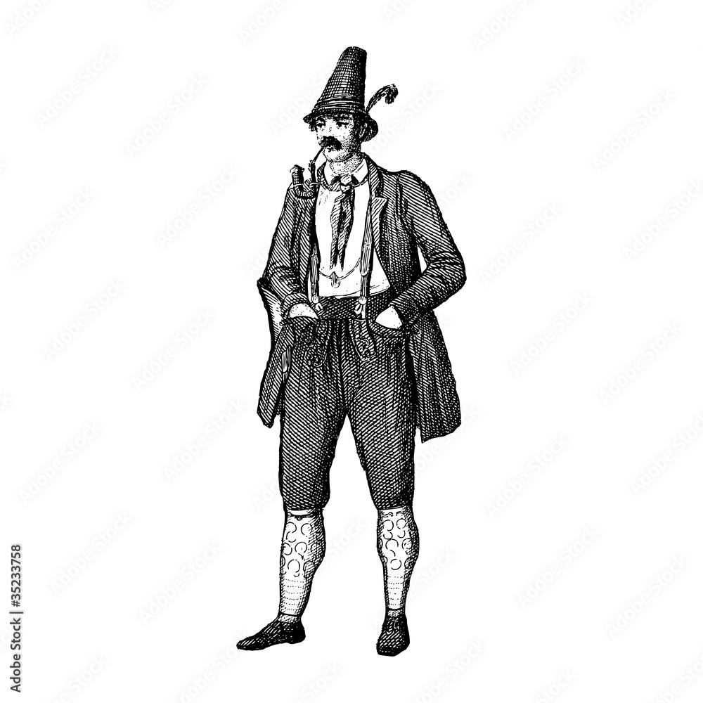Obraz premium Engraving vintage Germanic man