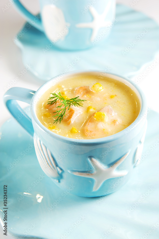 Salmon and corn chowder soup Salmon and corn chowder soup