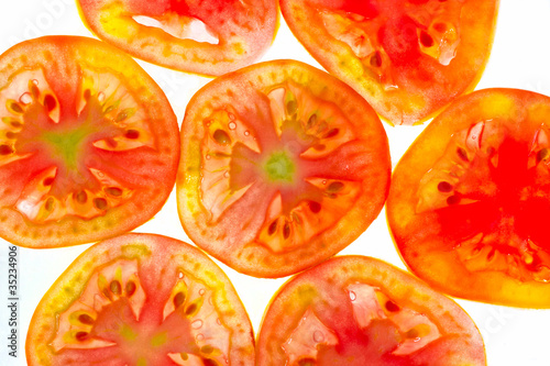 Pieces of sliced tomato